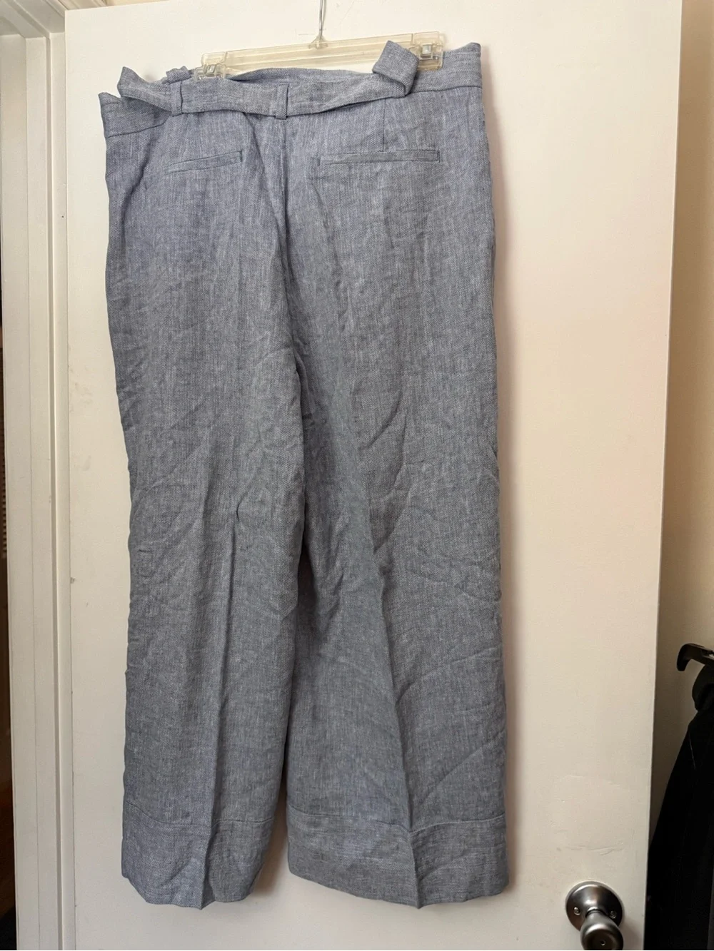 Banana Republic Light Blue Linen Wide-Leg Pants with Tie Waist